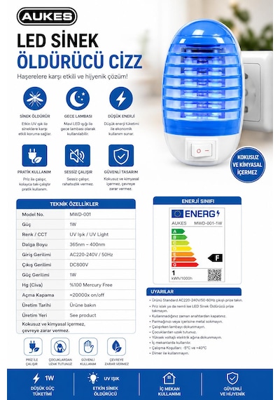 Aukes Led Sinek Öldürücü Cizz Haşere Kovucu