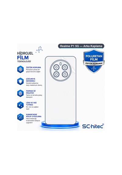 Schitec Realme P1 5g Uyumlu Arka Yüzey Hidrojel Koruyucu Film