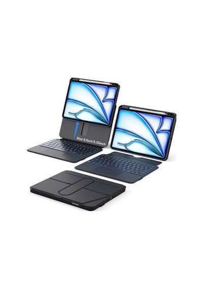 İpad Uyumlu Air 10.9 İnç 2020-22 360 Dönebilen Standlı Işıklı Risser Türkçe Q Klavyeli Tablet Kılıfı