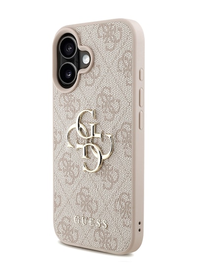Apple Uyumlu iPhone 16 Plus Kılıf Guess Lisanslı Bilek Askı İpli Metal 4g Ve Yazı Logolu Kapak Pembe