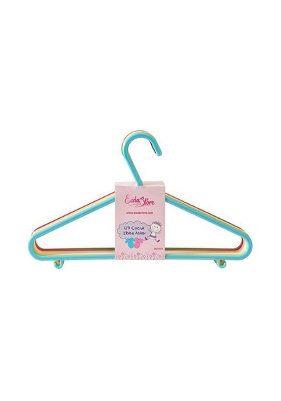 Esda Store 12'li ÇOCUK ve BEBEK Elbise Askısı Çok Renkli