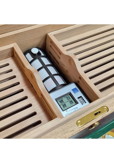 Cigarloong Camlı Katlı Humidor Puro Kutusu Tiger Desen 100s Cigarspa Elektronik Nemlendirme