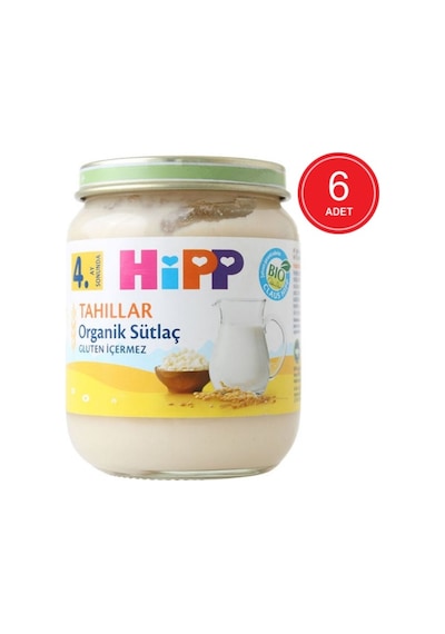 Hipp Organik Sütlaç 4+ Ay Kavanoz Mama 6 x 125 G