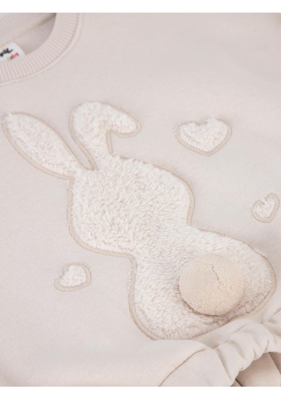Civil Baby Tavşan Velsoft Aplike Garnili 6-18 Ay Takım - Bej Taş Rengi