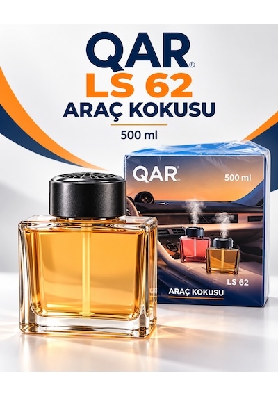Qar Ls 62 Araç Kokusu 500 Ml Şık Cam Şişe Kalıcı Oto Parfümü Araç İçi Oda Ofis Kullanımına Uygun Izgaralı Kapak