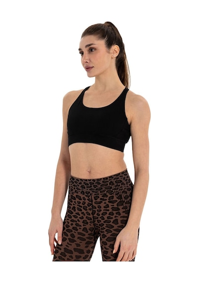 Inguz Çift Askılı Sırtı Çapraz Yoga Büstiyer Siyah