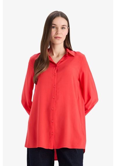 DeFacto Regular Fit Basic Düz Viskon Uzun Kollu Gömlek Tunik D7352AX25SPRD63 DeFacto Regular Fit Basic Düz Viskon Uzun Kollu Gömlek Tunik D7352AX25SPRD63