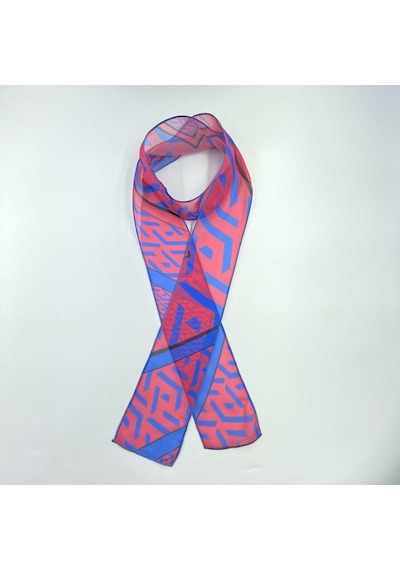 Tedz Collection Paredora Geometrik Çizgili Kırmızı Mavi Hippi Fular Çok Renkli