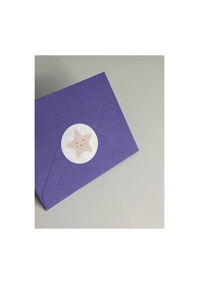 Pembe Gülücük Yıldız Etiketi Yuvarlak Mat Çıkartma Minik Yıldız Round Sticker 3 Cm 95 Adet Çok Renkli