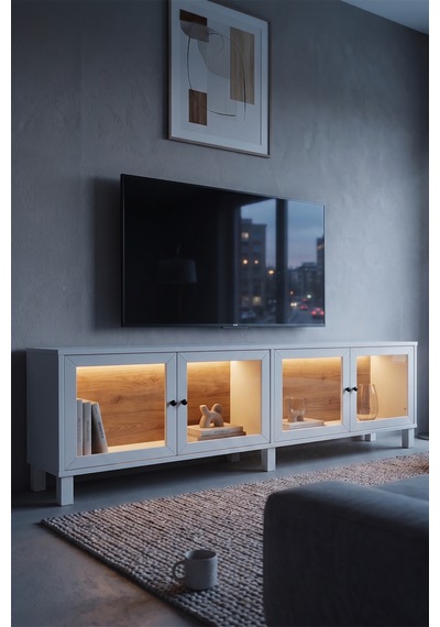Robin Home Prime Temperli Cam Kapaklı Neon Led Işıklı Tv Ünitesi Tv Sehpası Vitrin Ahşap Ayaklı Sepet-beyaz Robin Home Prime Temperli Cam Kapaklı Neon Led Işıklı Tv Ünitesi Tv Sehpası Vitrin Ahşap Ayaklı Sepet-beyaz