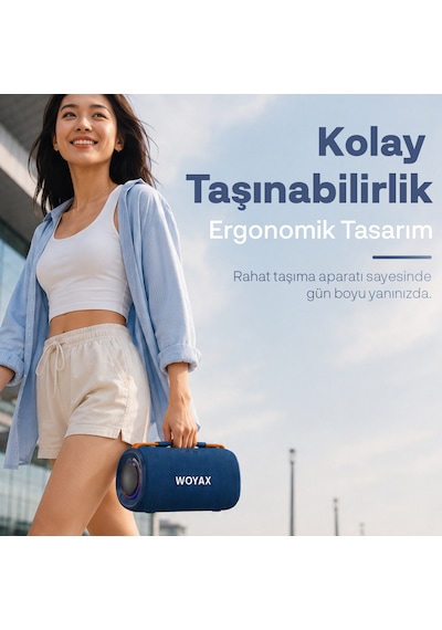 Woyax Taşınabilir Bluetooth Hoparlör, 30w Kablosuz Oval Speaker, Ses Bombası Usb, Tws, 30w Güçlü Ses Bass Büyük Küçük Boy