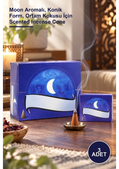 3 Adet Konik Tütsü Moon Aromalı, Konik Form, Ortam Kokusu İçin Scented Incense Cone