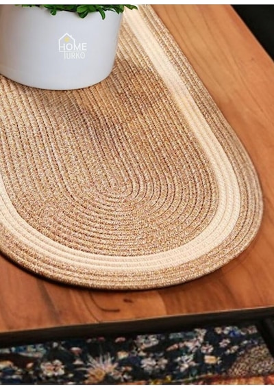 Doğal, Naturel, Jüt, Hasır, Amerikan Servis, Runner, Sehpa Runneri, Masa Runneri, Servis Takımı Hasır-bej Çok Renkli