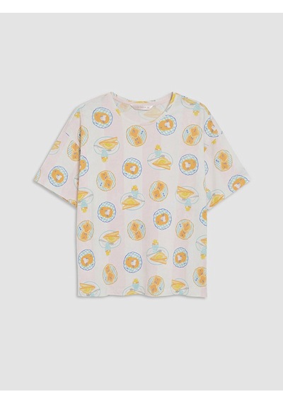 Lcw Dream Ekru Baskılı Kadın Şortlu Pijama Takımı