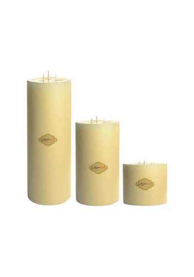 3 Lu Set Krem Büyük Mum Çap : 15 Cm Renk