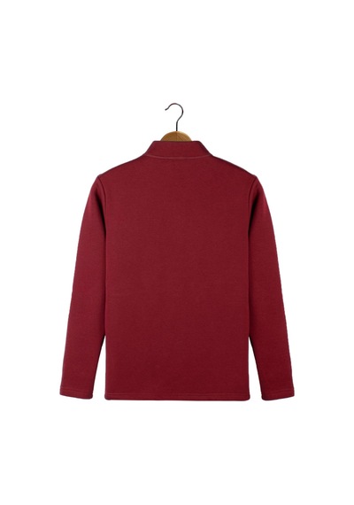 Terapi Men Erkek Bordo Yarım Fermuarlı Basic Düz Sweatshirt Bordo