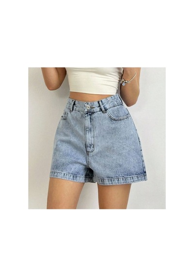 Kene Jeans Arka Tek Cep Nakış Buz Kar Kot Şort Buz Kar