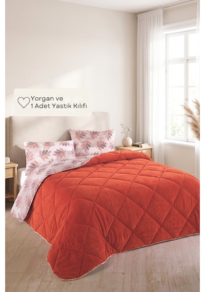 Formeya Turuncu Tek Kişilik Wellsoft Yorgan Yastık Kılıflı