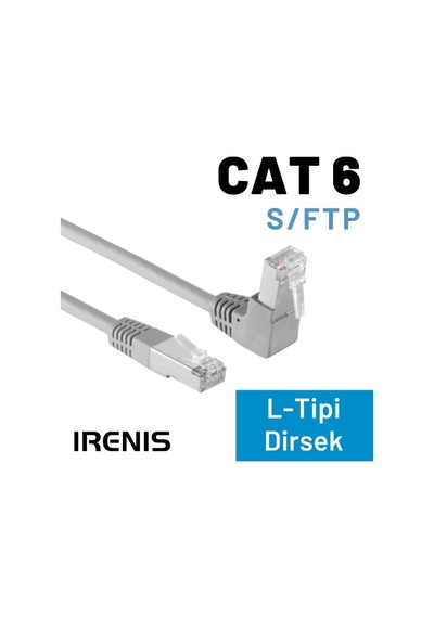 IRENIS CAT6 S/FTP Dirsek Kablo, 2 Metre Gri