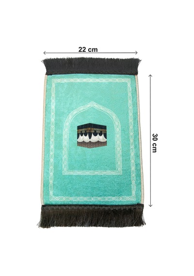 Mini Alın Seccadesi Kaymaz Taban Desenli Cep Tipi Seyahat Namaz Seccadesi - Turkuaz