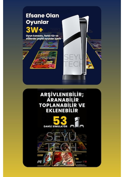 Gs5 Pro Kablsosuz Çift Kol Oyun Konsolu Uyumlu 4k-hdmı 53 Emulatör 30000 Oyunlu 2.4g Gaming i