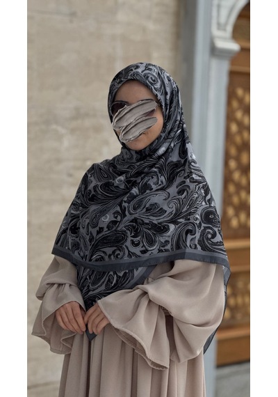 Qalortex Scarf Pamuklu Soft Açelya Desen Eşarp-siyah