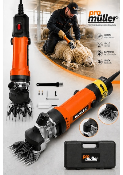 Pro Müller X-shear Çelik Şanzumanlı Bakır Sargılı Isınmaz Motor Çift Soğutmalı Sistem Koyun Kırkma Makinesi