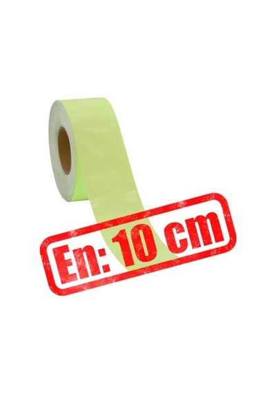 Badem10 Fotolümen Gece Parlayan En 10 Cm Reflektörlü 1 Mt İkaz Yeşil Fosforlu Reflektif Düz Şerit Bant