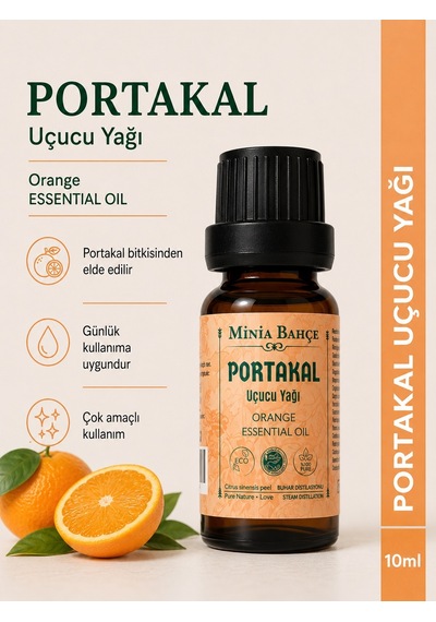 Minia Bahçe Bitki Ve Sanat Atölyesi Portakal Uçucu Yağı Saf ve Katkısız Bitkisel Uçucu Yağ 10 ML
