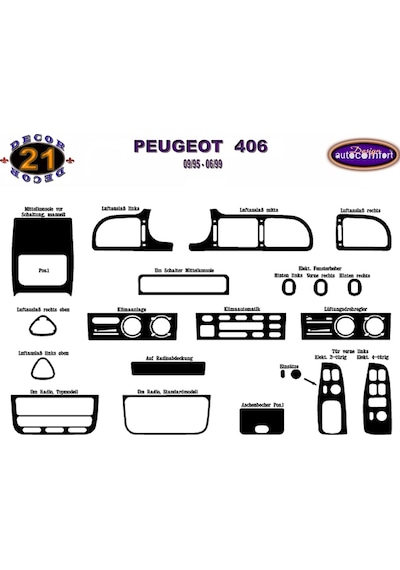 Peugeot 406 Konsol/Maun Kaplama 1999+ 11.Prç (521809299)