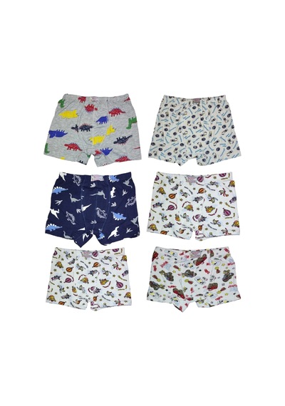 6 Adet Likralı Erkek Çocuk Empirme Desenli Mody Penye Boxer 001