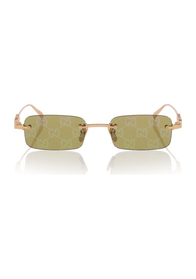 Gucci Gg 1808s 002 52 Unisex Dikdörtgen Goldi Metal Güneş Gözlüğü Altın
