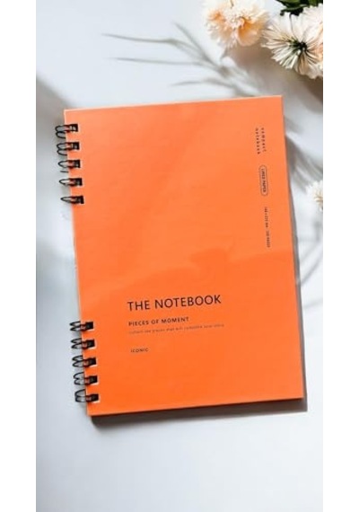 Fark Tanıtım Spiralli 80 Yaprak Çizgili A5 Defter, Not Defteri, Okul Defteri, 4 Farklı Renk Seçeneği 04 Orange Coral Açık Gri
