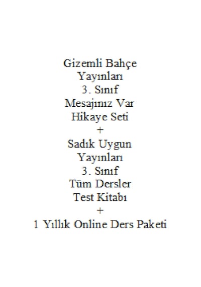 3. Sınıf Hikaye Kitabı Seti Mesajınız Var + Sadık Uygun Yayınları Tüm Dersler 3. Sınıf Test Kitabı + 1 Yıllık Online Ders Paketi