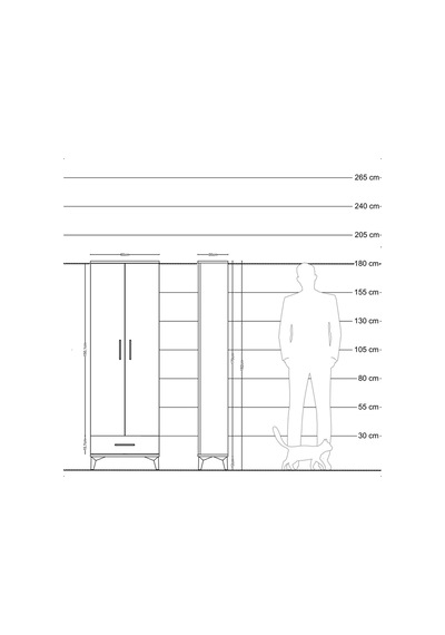 Arges Dolap 5 Raflı Tek Çekmeceli 2 Kapaklı 60x30x182 Aytaşı-... Aytaşı
