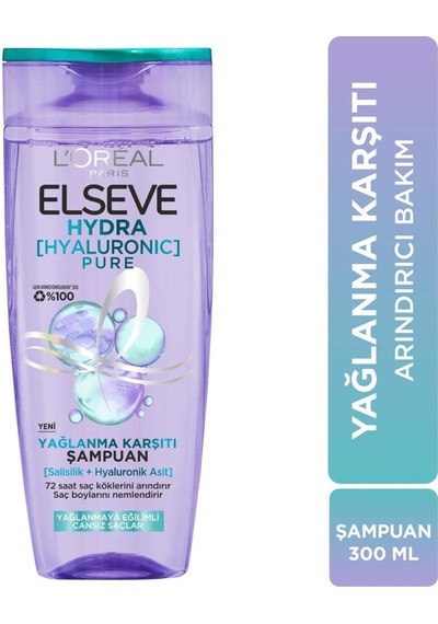 Elseve Hydra Hyaluronic Pure Yağlanma Karşıtı Şampuan 300 ML