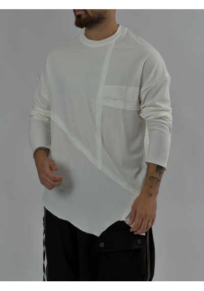 Cocopelli Asimetrik Dikişli Beyaz Erkek Sweatshirt Coc3456