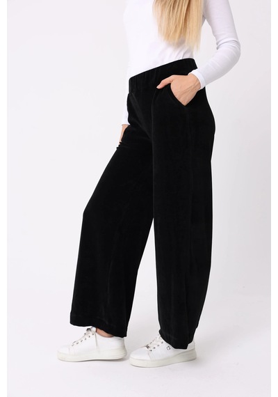 Defys Kadın Bol Paça Cepli Kadife Oversize Fit Pantolon Siyah - 595424688 Siyah