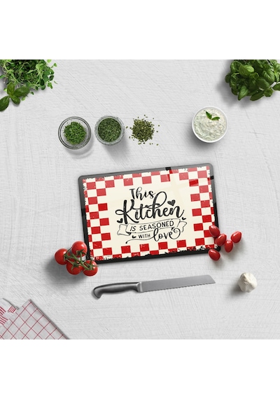 Decorita Cam Kesme Tahtası | Kitchen Love | 20cm x 30cm