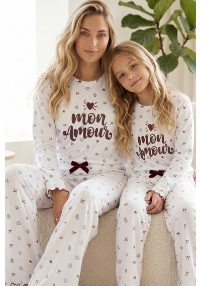 Siyah İnci Pamuklu Likralı Örme Pijama Takım26241165 Beyaz