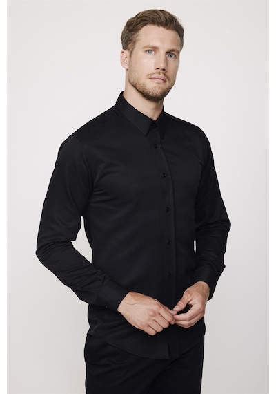Tudors Modern Slim Fit Pamuklu Kolay Ütü Armürlü Erkek Siyah Gömlek-23994-siyah Siyah Tudors Modern Slim Fit Pamuklu Kolay Ütü Armürlü Erkek Siyah Gömlek-23994-siyah Siyah