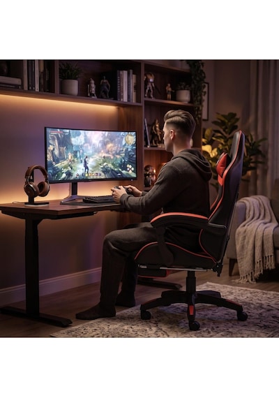 Xandor Xg300 Oyuncu Koltuğu Ayak Dayamalı Gaming Koltuk Çift Renk Deri 135 Yatabilen Boyun Bel Yastıklı Bilgisayar Sandalyesi - Kırmızı Çok Renkli