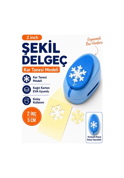 Ofisinn Şekilli Mega Boy Delgeç/şekilgeç 5 Cm Kar Tanesi Mavi