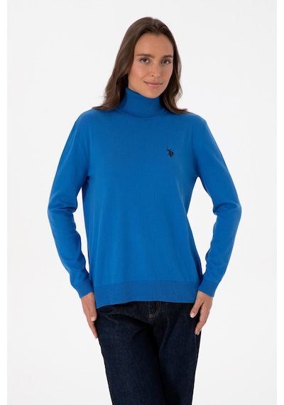 U.S. Polo Assn. Kadın Mavi Boğazlı Basic Kazak 50313621-VR251