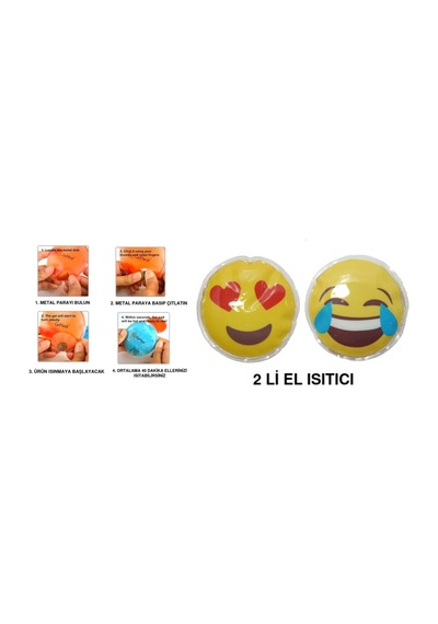 Sia Emoji Şekilli El Isıtıcı Sıcak Su Torbası Pvc 9 Cm 2 Adet
