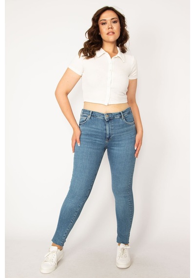Şans Kadın Mavi 5 Cep Skinny Jean Pantolon 65n33761-mavi Mavi