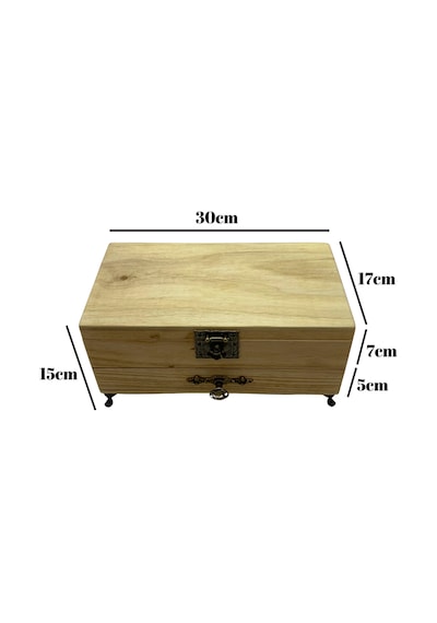 Doğal Ahşap Takı Kutusu Ahşap Saklama Kutusu Ceviz Agacı Boy:30cm En:17cm Yük:15cm