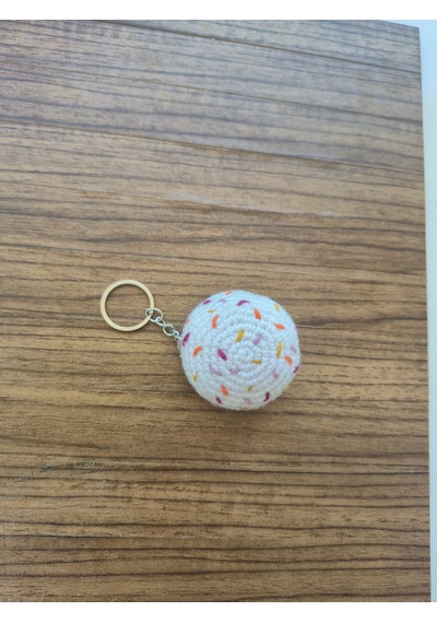 Amigurumi Eti Puf Anahtarlık Beyaz - Gri
