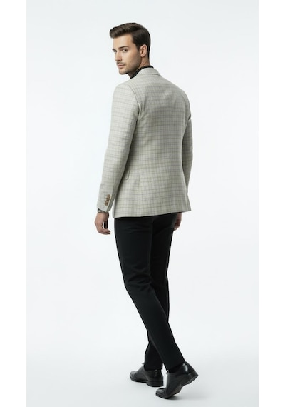 Plus Scorpion Erkek Keten Ekose Blazer Ceket Mono Yaka Tek Düğmeli Çift Yırtmaçlı Açık Bej Plus Scorpion Erkek Keten Ekose Blazer Ceket Mono Yaka Tek Düğmeli Çift Yırtmaçlı Açık Bej