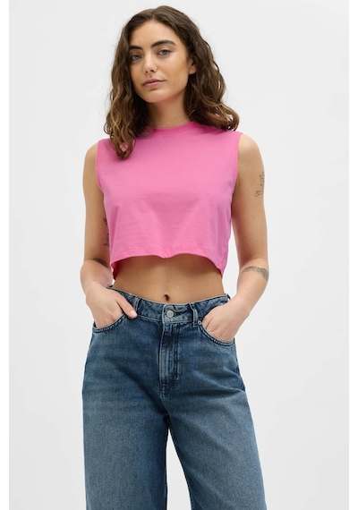 Jjxx Jxalvıra Slım Sl Crop Eve Pembe Kadın Kısa Kol T-shirt Pembe